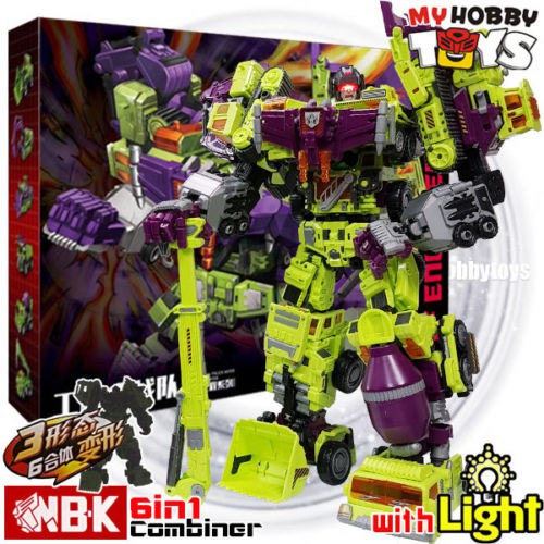 NBK Transformable Robot - Engineering 6 in 1 Combiner ( 40cm KO Devastator , LED Light)