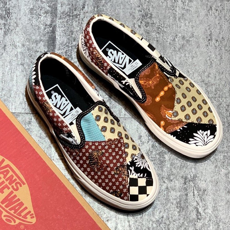 【Ready Stock】 Shoes Era Slip-On Lazy Cashew Flower Checkerboard Chrysanthemum Tiger Retro Element Sneakers