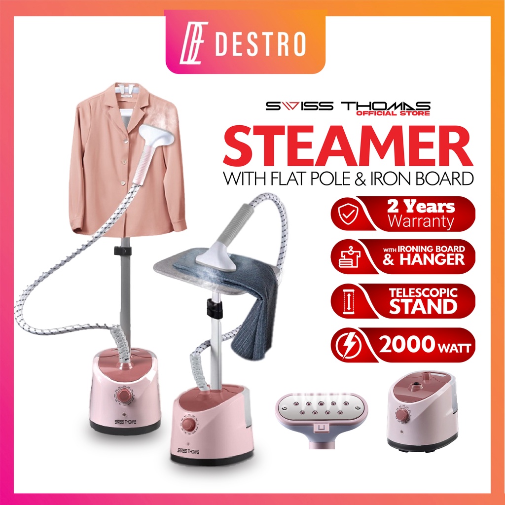 Swiss Thomas Garment Steamer With Flat Pole & Iron Board Seterika Baju