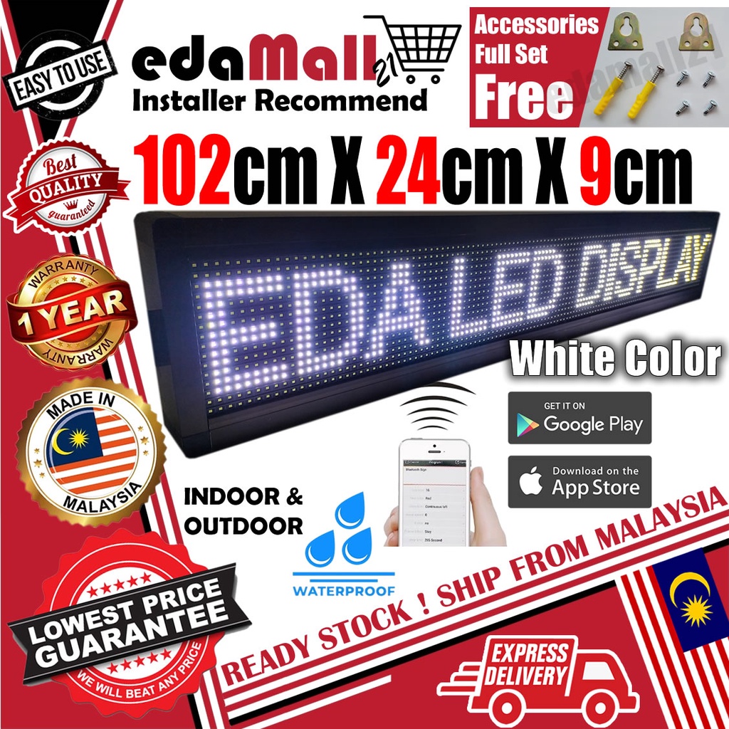 LED Display Sign Board (White Light) Mobile App Wifi Outdoor Running Message Display SIGNBOARD Waterproof