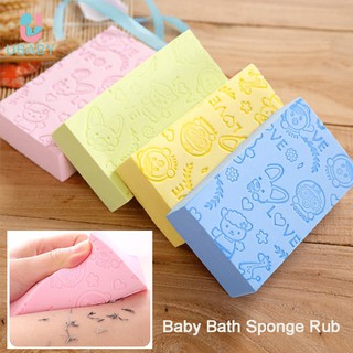 🚿KOREAN🧽 4 Colors Baby Bath Sponge Rub Soft Body Care Cleaning Child Shower Brush Sponge Cotton Rubbing Body [7x13CM]
