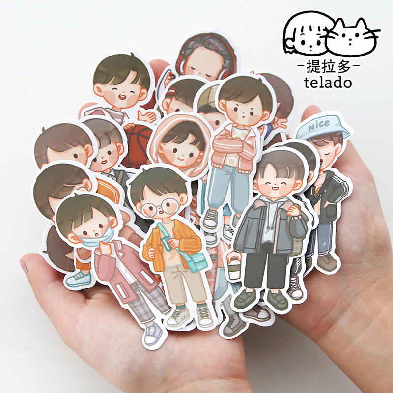 20Pcs Stickers Pack Cute Boys Daily Life Sticker DIY Journal Diary Home ...