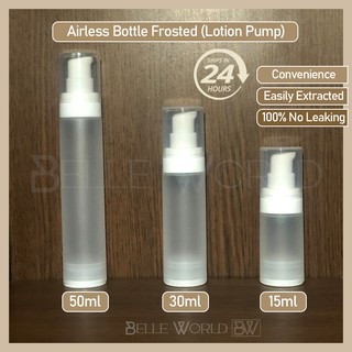 (READY STOCK) Airless Bottle Frosted ( Lotion Pump ) 30mL / 15mL / 50ml
