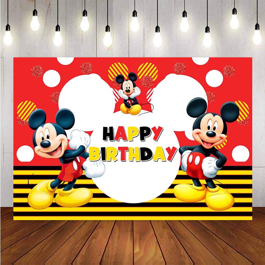 Photography background Cartoon Mickey Mouse Custom Child Birthday Party ...