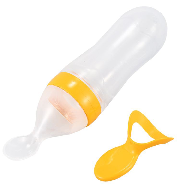 Baby Squeezing Feeding Bottle Silicone Training Rice Spoon Infant