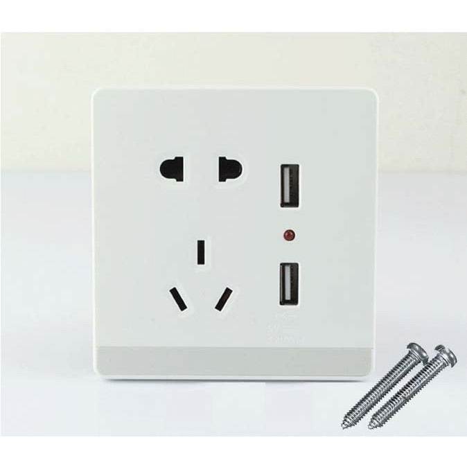EU-Plug Dual 2 USB Port Wall Socket Charger Power Receptacle Outlet Plate New