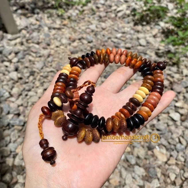 WOODEN TASBIH TASBIH KAYU COMBINATION OF WAJIK FIGURES | LUCKY WOOD COMBINATION BRACELET TASBIH