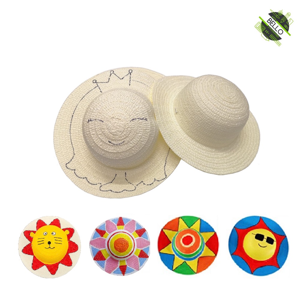 DIY Straw Hats Creative Art Painting Straw Hat Custom Design For Kids