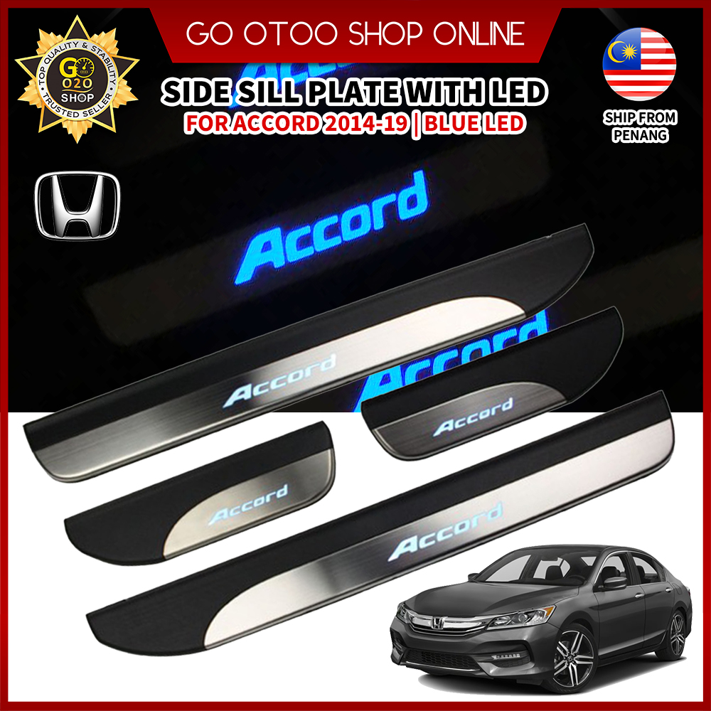 OEM Blue LED Car Door Side Sill Step Plate For 【Honda Accord 2014