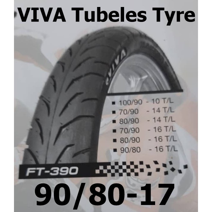 Motor Tubeless Tyre Viva 100 70 17 90 80 17 Tayar Motorsikal Tanpa Pakai Tuib 17 Inci Shopee Malaysia