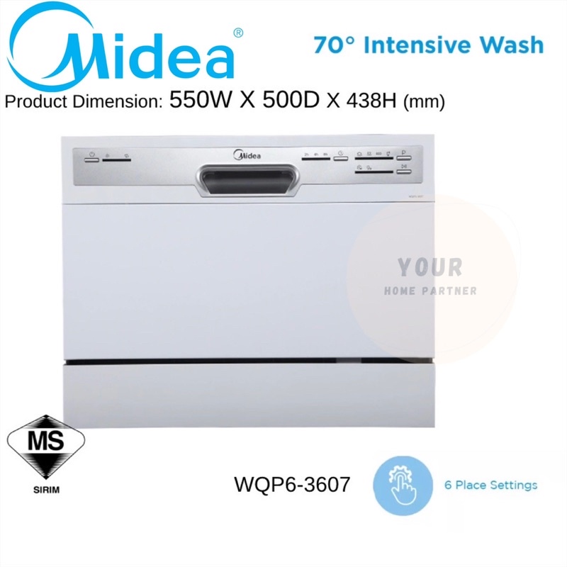 Midea Table Top Dishwasher WQP6-3607 With 6 Place Setting