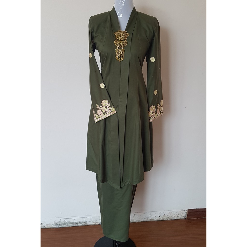Kebaya Moden OLIVE GREEN HIJAU Ladies Baju Raya Family Kebaya Moden OLIVE GREEN HIJAU Ladies Baju Raya Family