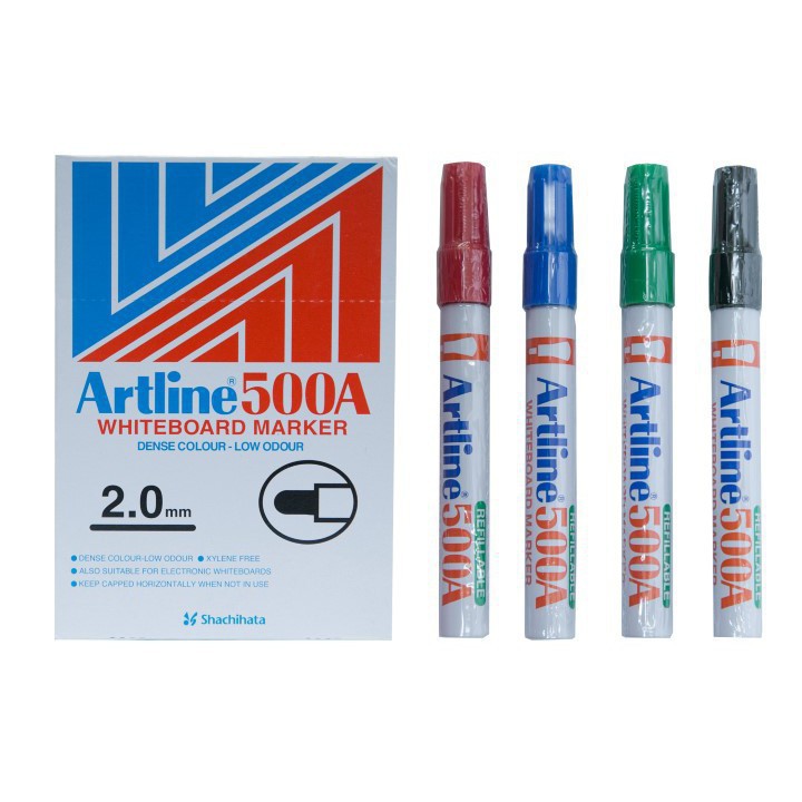 Original Artline 500A Whiteboard Marker 2.0mm Bullet Tip (Black, Blue ...