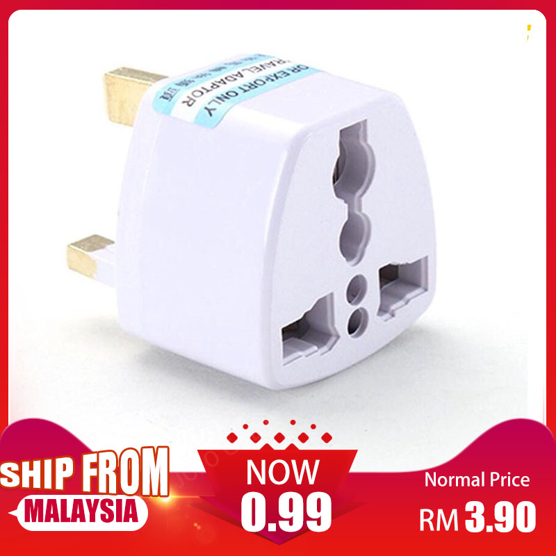 3 Pin Plug Adaptor UK Universal 2 & 3 Pin Multi Plug International