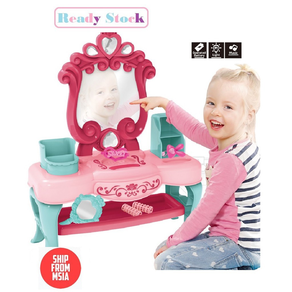 Simulation Makeup Princess Dressing Table Toy With Light And Sound Kids Pretend Playset Mainan Budak Perempuan 2602 Shopee Malaysia