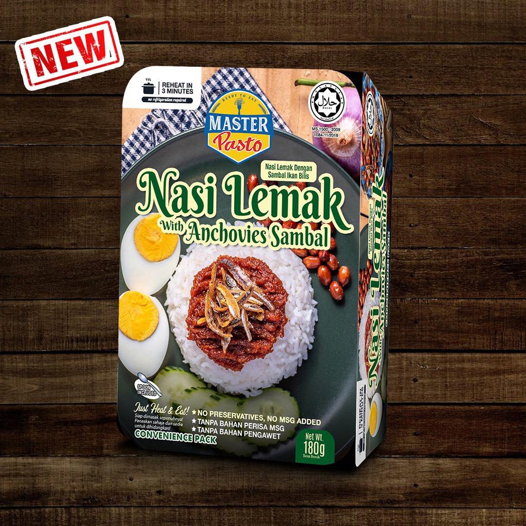 Halal Master Pasto 3 Minute Nasi Lemak With Anchovies Sambal Convenience Pack Shopee Malaysia