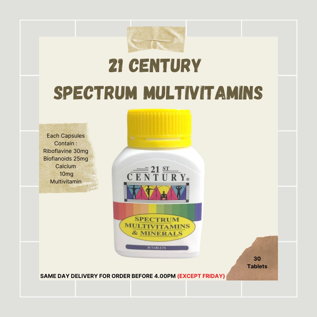 (EXP 11/23) 21st CENTURY SPECTRUM MULTIVITAMINS & MINERALS Tablets (30s