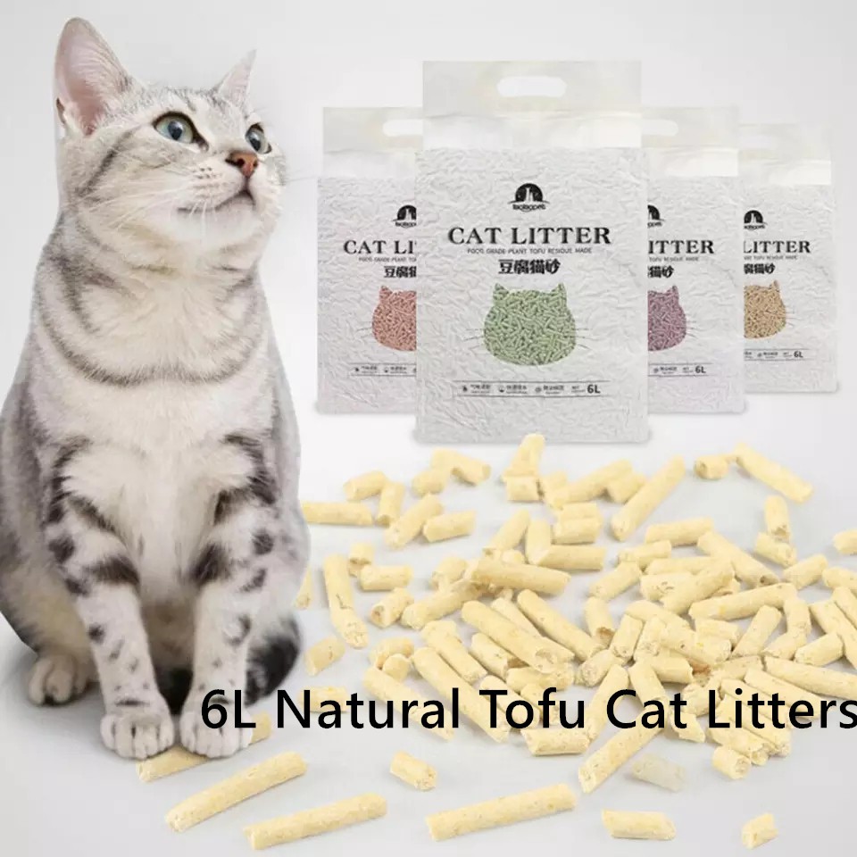 Premium Super Clumping Natural Cat Litter sand Tofu 6L / 2.3KG Wangi