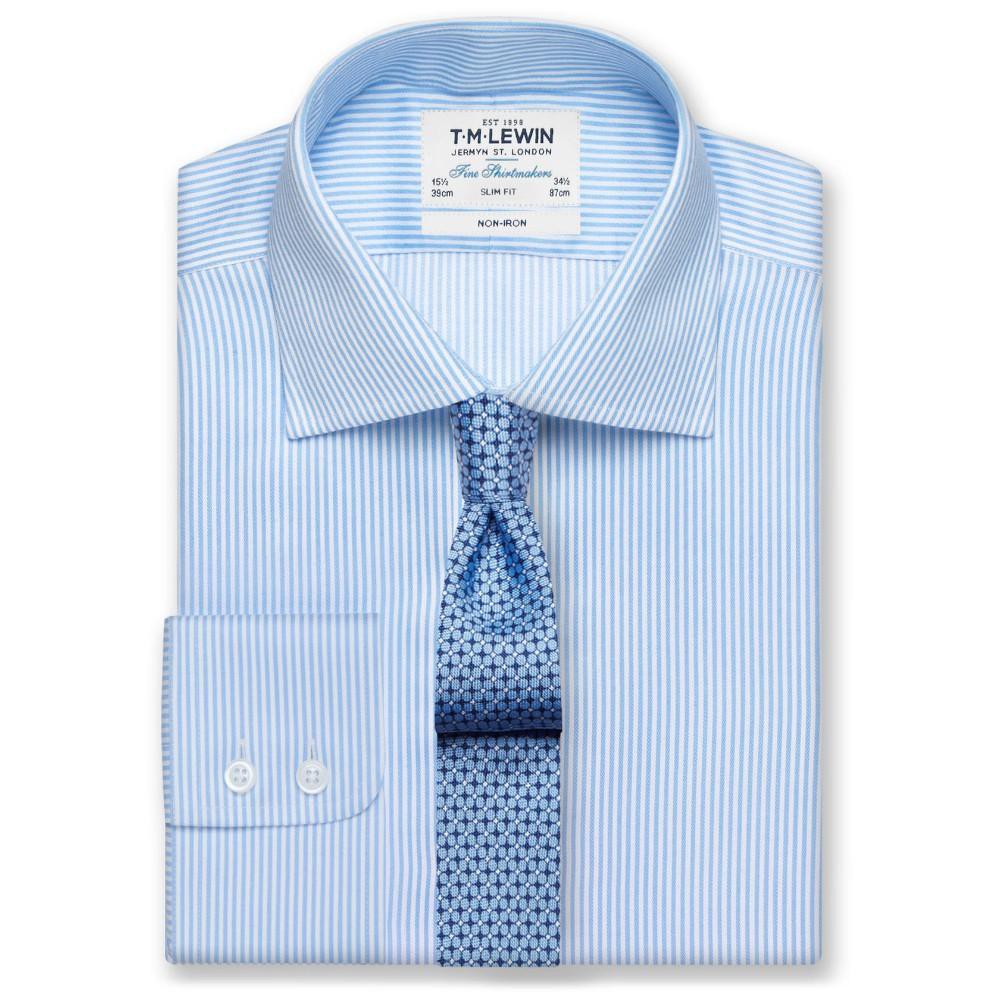 T M Lewin Non Iron Bengal Stripe Slim Fit Shirt Blue Shopee Malaysia