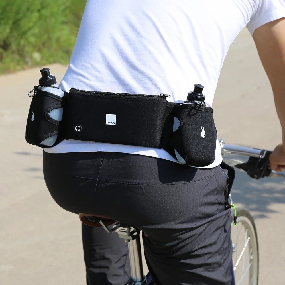 Running Belt Water Bottle Holder Waist Bag Zipper Pocket Hiking Cycling Gym 