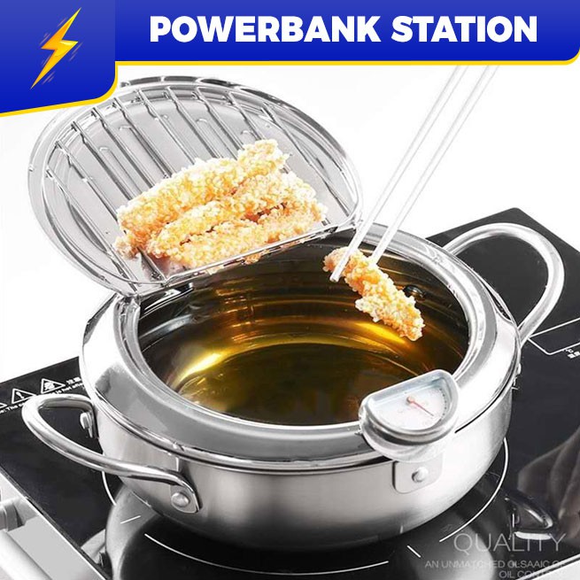 PSB_Tempura Fryer Japanese Deep Fryer Cooker SUS 304 with Thermometer Pan Temperature Control Fried Chicken Pot