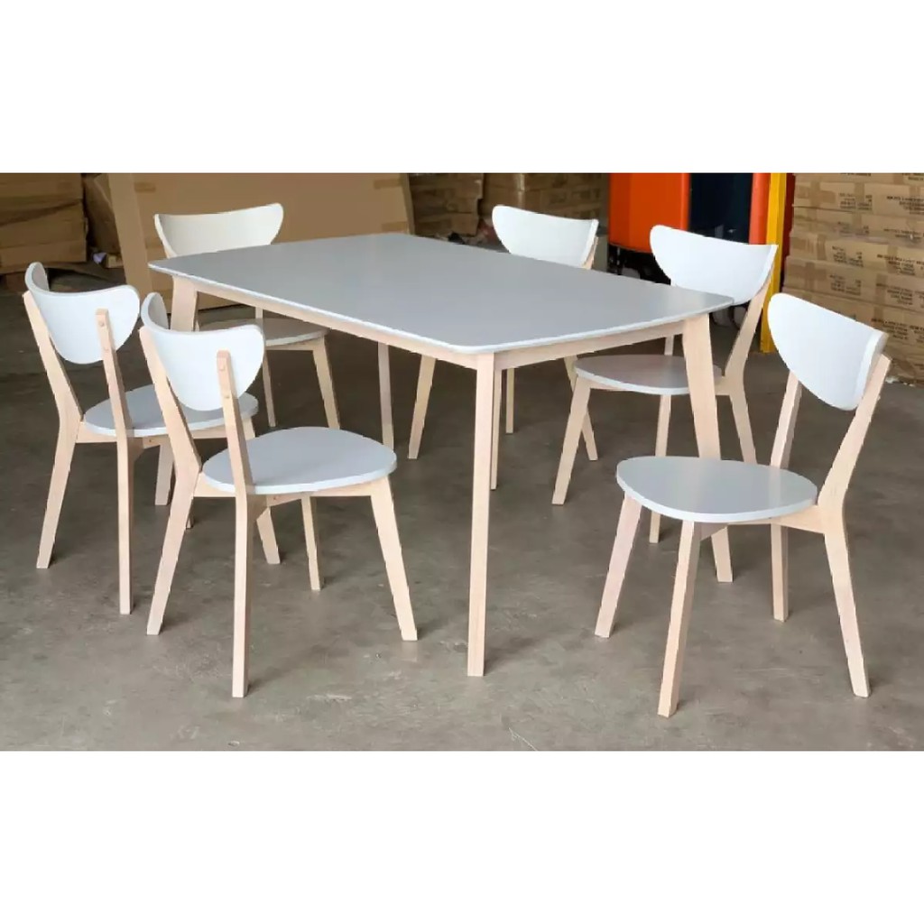 Dinning table ikea white wash wooden Shopee Malaysia