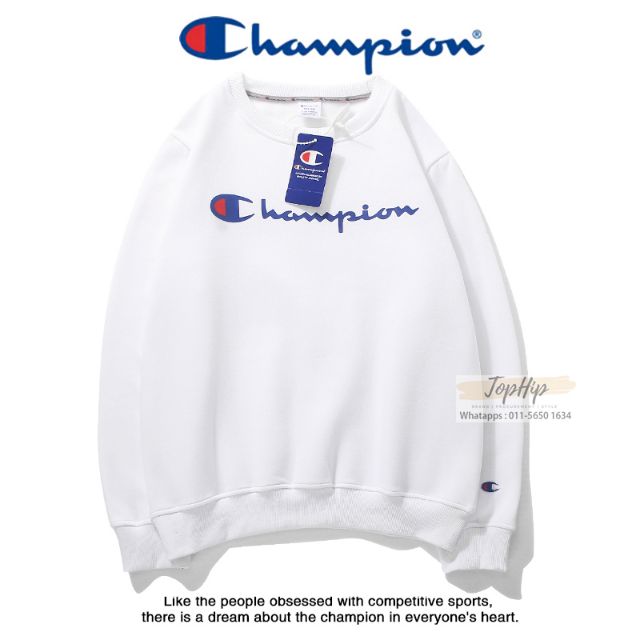 grey and white champion sweatshirt