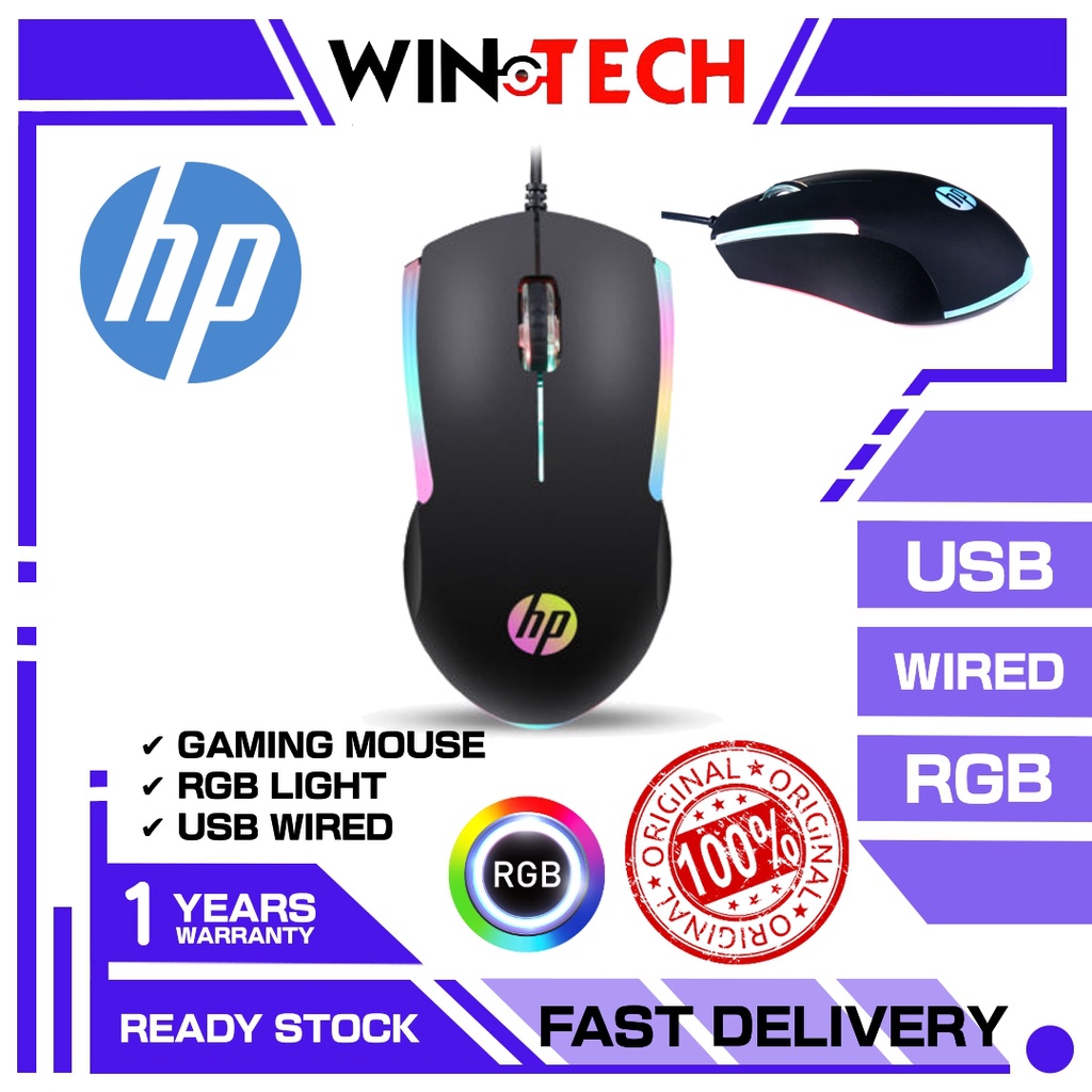 HP Wired Gaming USB RGB Mouse M160 | Shopee Malaysia