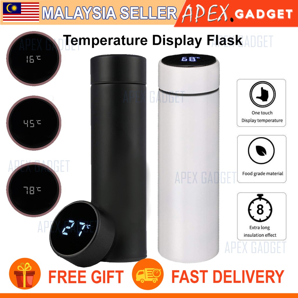 Apex Quality Led Temperature Display Thermos Cup Digital Smart Insulated Double Walled Thermal Flask Bottle Shopee Malaysia