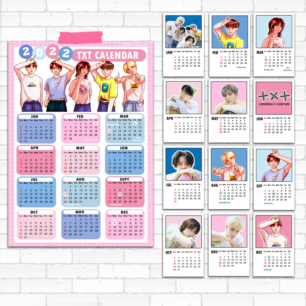 2022 TXT POSTER WALL CALENDAR + MINI CALENDAR PHOTOCARD | Shopee Malaysia