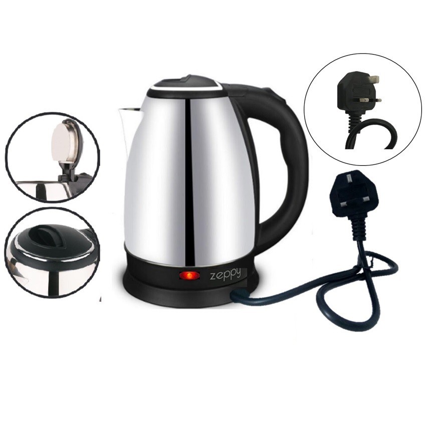 Malaysia Plug Zeppy Electric Kettle 2l Stainless Steel Double Anti Hot Pot Cerek Air Elektrik Cerek Pemanas Air Shopee Malaysia