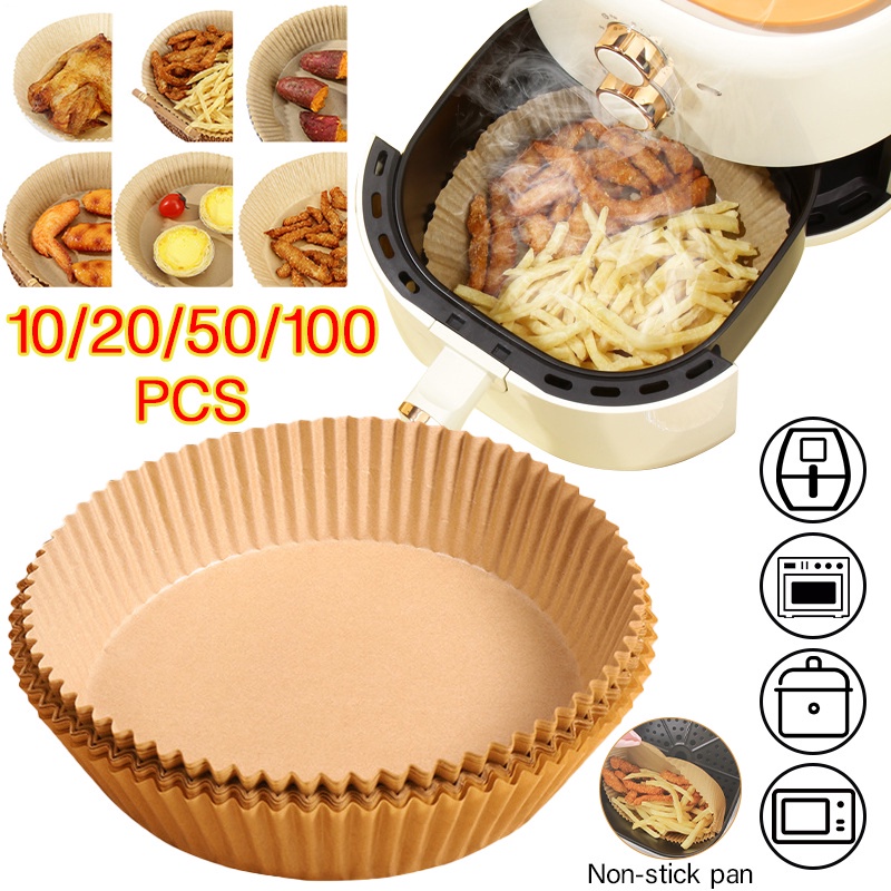 25/50/100pcs 20cm Air Fryer Disposable Baking Papers Non-Stick Steamer Round Parchment Paper Liners Kitchen Accessories