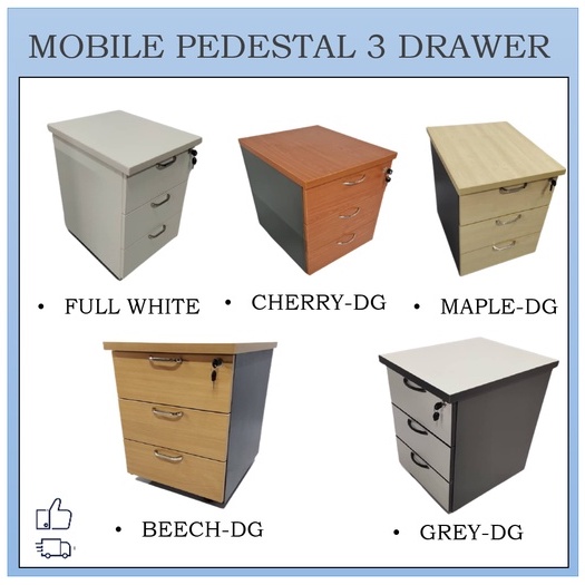 Mobile Pedestal 3 Drawer Office Table Drawer Drawer Storage Meja