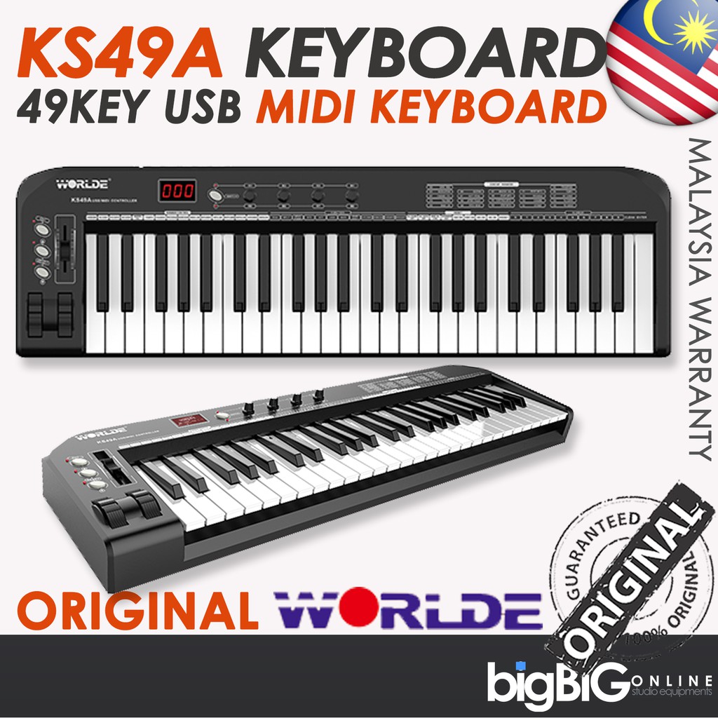 (Malaysia Stock) Worlde KS49A Portable 49 Keys USB MIDI Keyboard for