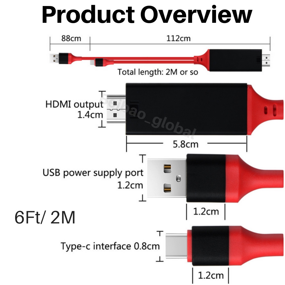 HDMI Cable Phone To TV Android Type C To Hdmi To USB C 3.1 Cable