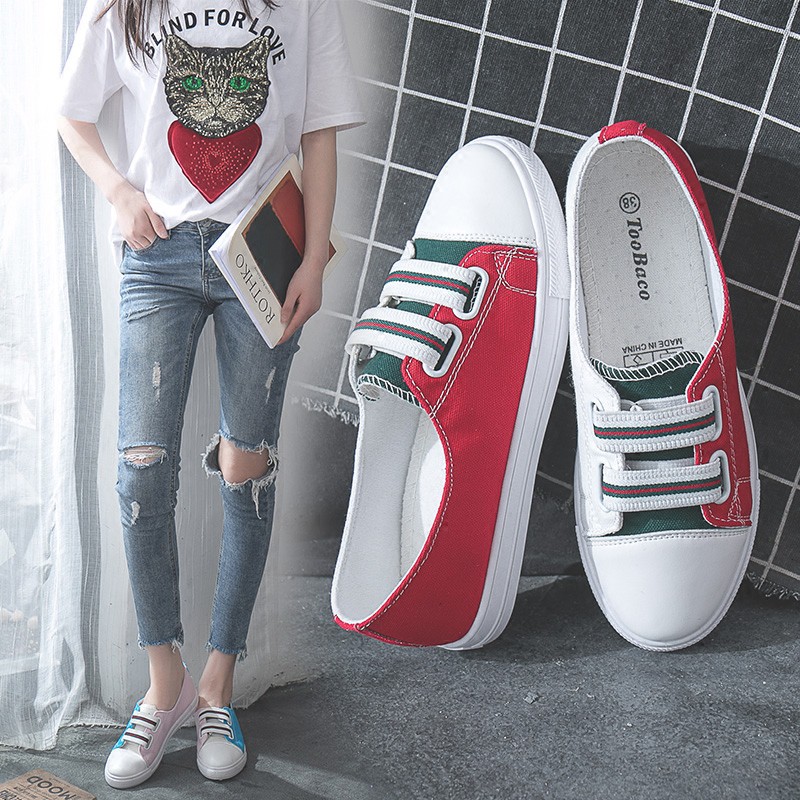 women's fashion casual trend color matching canvas sneakers