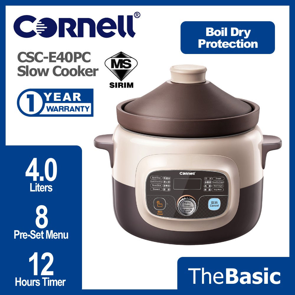 CSC-E40PC 4 Litre Purple Clay Digital Slow Cooker - Cornell Appliances