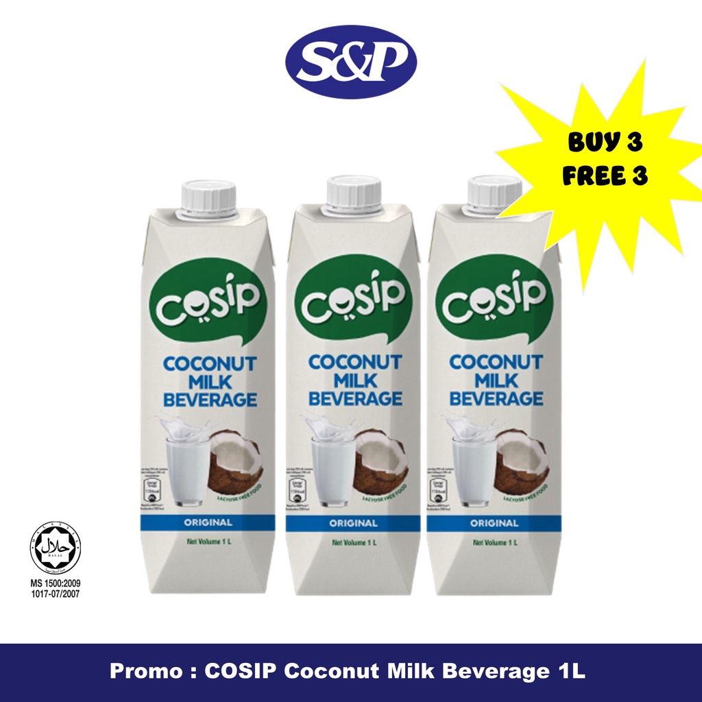 [BUY 3 FREE 3] Cosip Coconut Milk Beverage LOW GI ORIGINAL (1L/ 1000ml x6) Shopee Malaysia