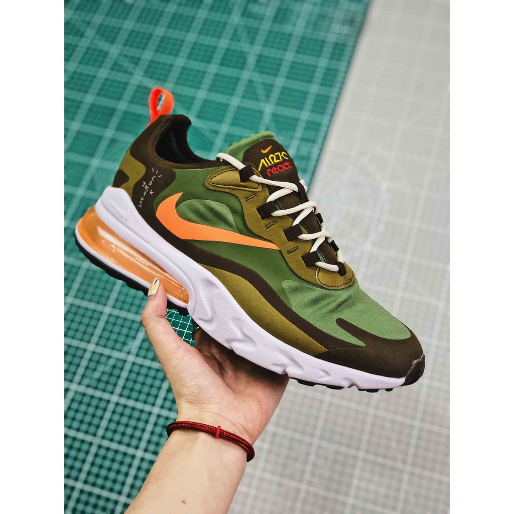 olive green and orange sneakers