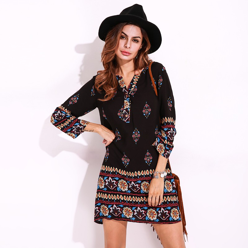 ZANZEA Women's Boho Summer Beach Sundress Floral Mini Dress