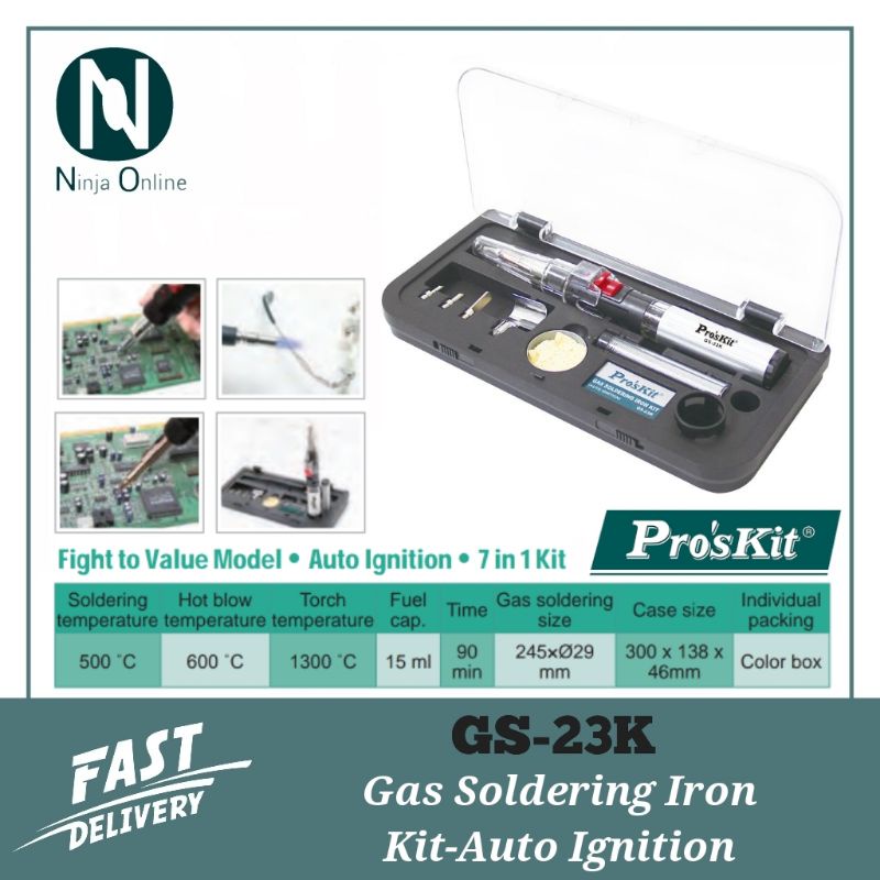 Proskit GS-23K Gas Soldering Iron Kit-Auto Ignition | Shopee Malaysia