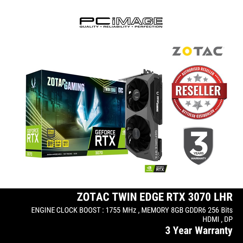 ZOTAC GAMING GEFORCE RTX 3070 TWIN EDGE OC 8GB GDDR6 LHR GRAPHIC CARD ...