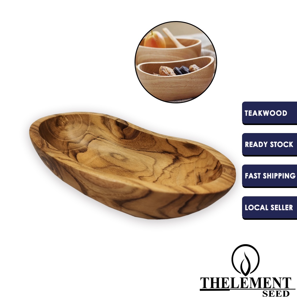 Teakwood Wooden Curve Bowl Dia 20Cm For display Decoration Ready Stock In Malaysia