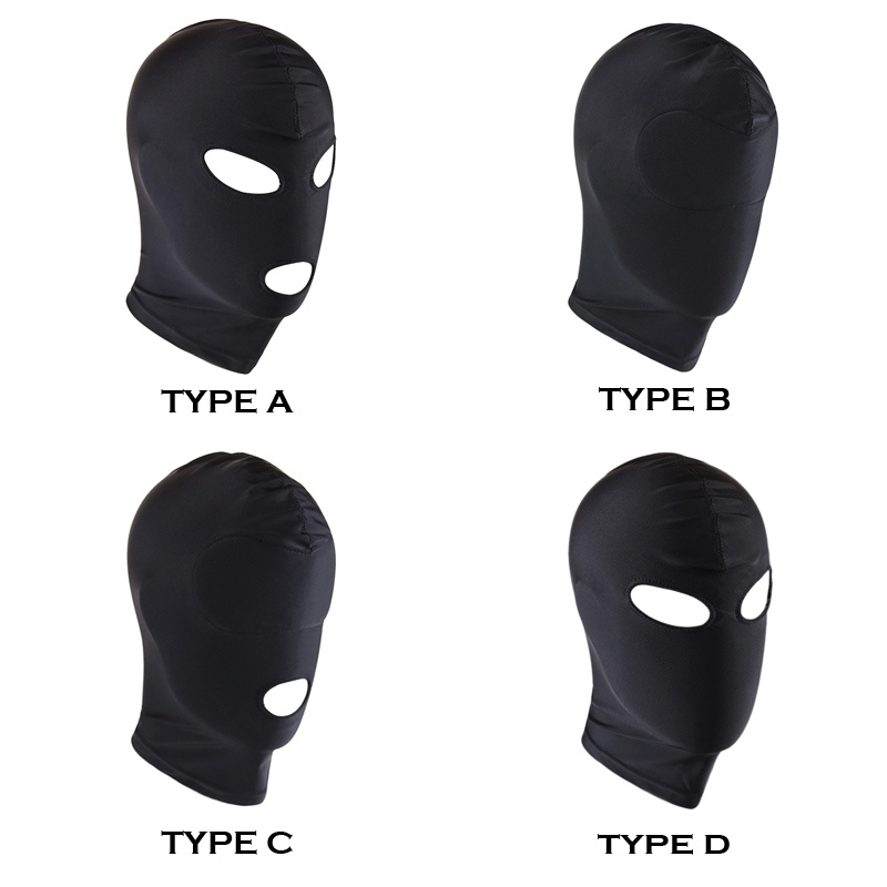 Adult Unisex Blindfold Face Cover Spandex Open Eye Mouth Hood Mask Cosplay Lingerie Headgear Zentai Costume