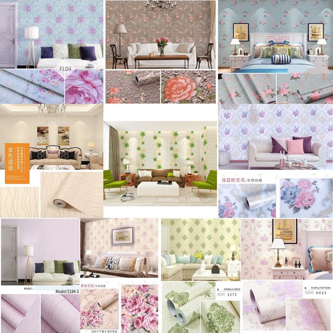 Floral Wallpaper Wall Stickers Self Adhesive Waterproof 10 