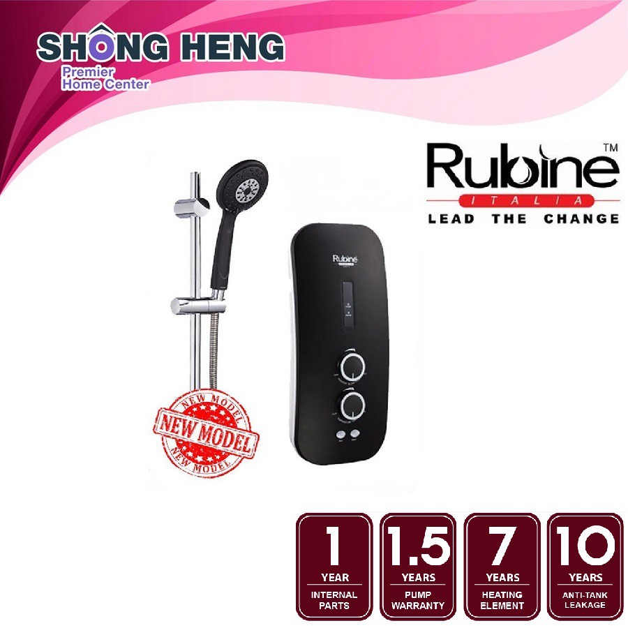 RUBINE RWH-SSE892A-BCB INSTANT WATER HEATER (AC PUMP) WITH HAND SHOWER & ACCESSORIES