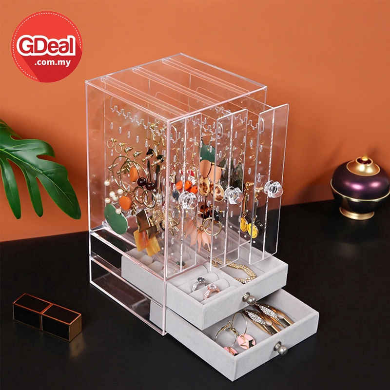 GDeal Women Acrylic Multi Layer Earring Storage Box Dustproof Transparent Jewelry Display
