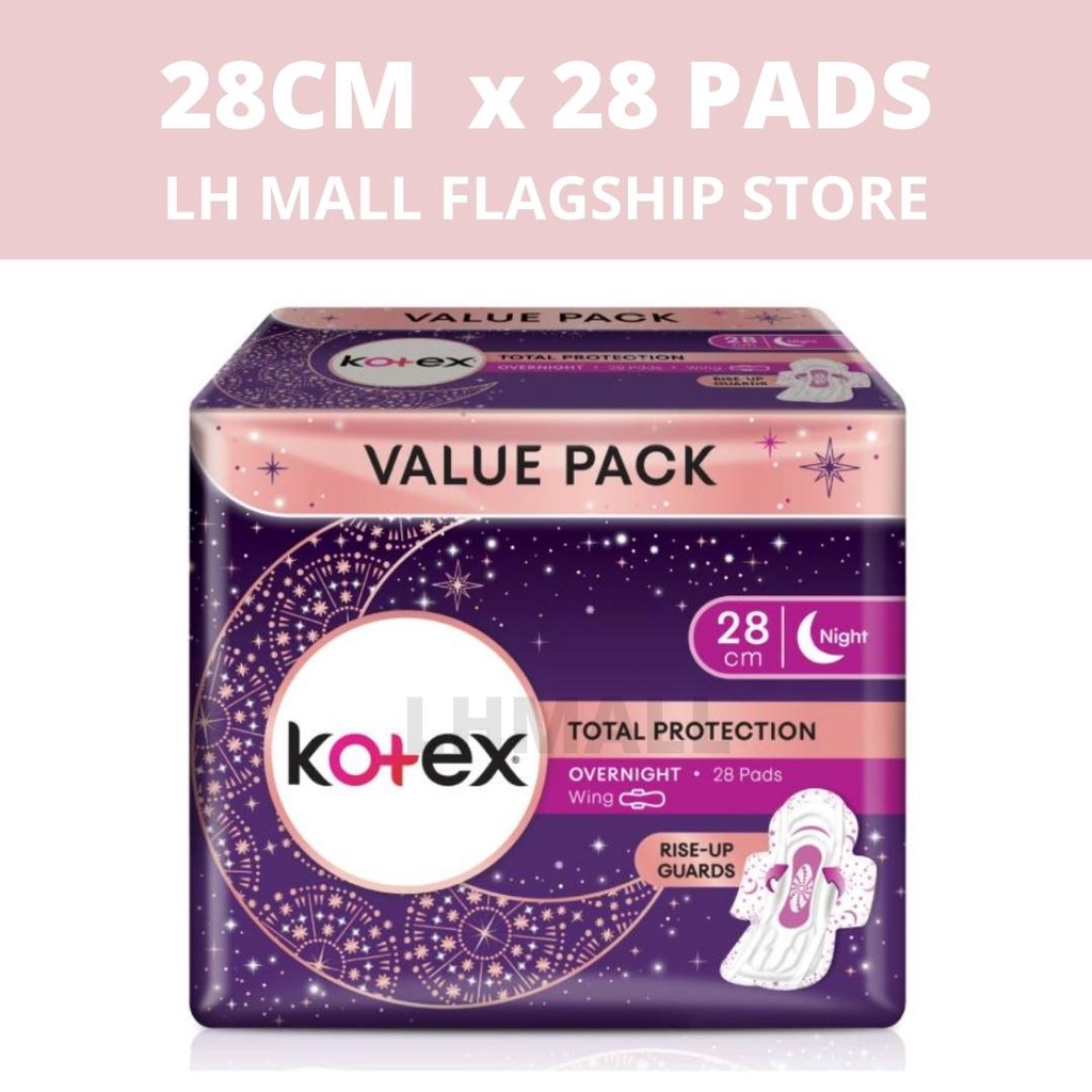 ( OVERNIGHT PADS 28cm x 28 Pads ) Kotex Total Protection Overnight