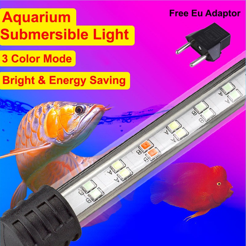Aquarium Light Waterproof Submersible 3 Color Mode Aquascape Aquatic Plant LED Light Guppy