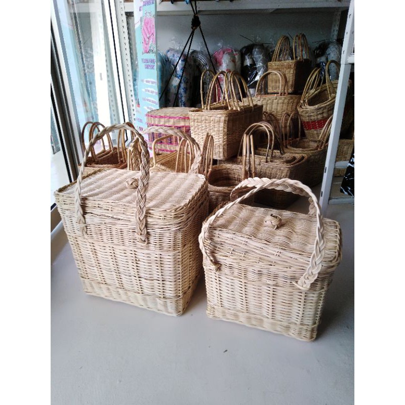 Bakul Bertutup Rotan Saiz Besar Rattan Bag With Cap Big Size Ship From Melaka